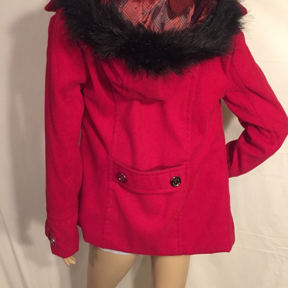 Dollhouse Jackets & Coats Womens Dollhouse Hooded Peacoat Red Size